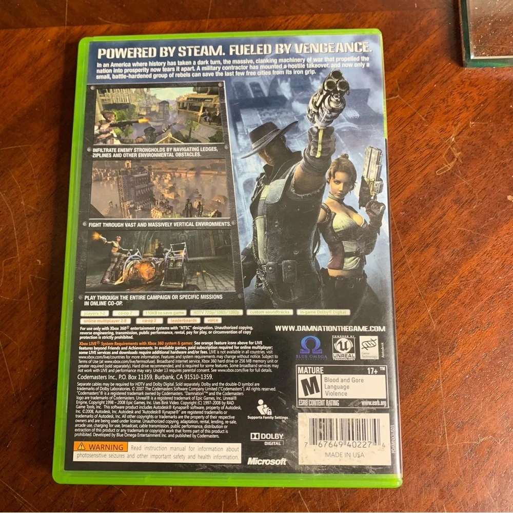 Xbox 360 Damnation Video Game